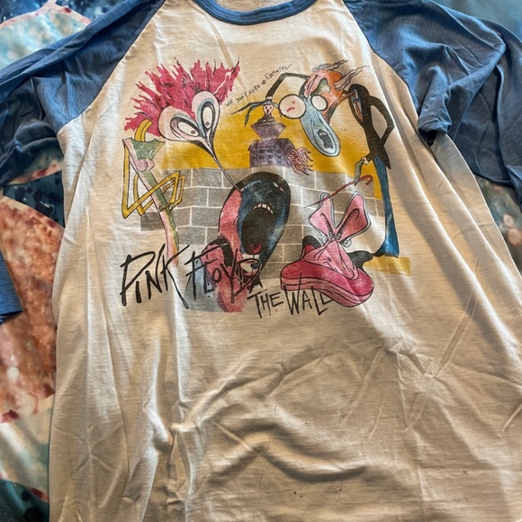 VINTAGE Pink Floyd The Wall Jersey Style Tee (1980's), Men's Medium/Large - Picture 2 of 10